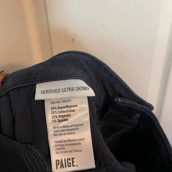 PAIGE Womens Blue Dark Wash Verdugo Ultra Skinny Stretch Jeans Size 28 - Picture 3 of 8